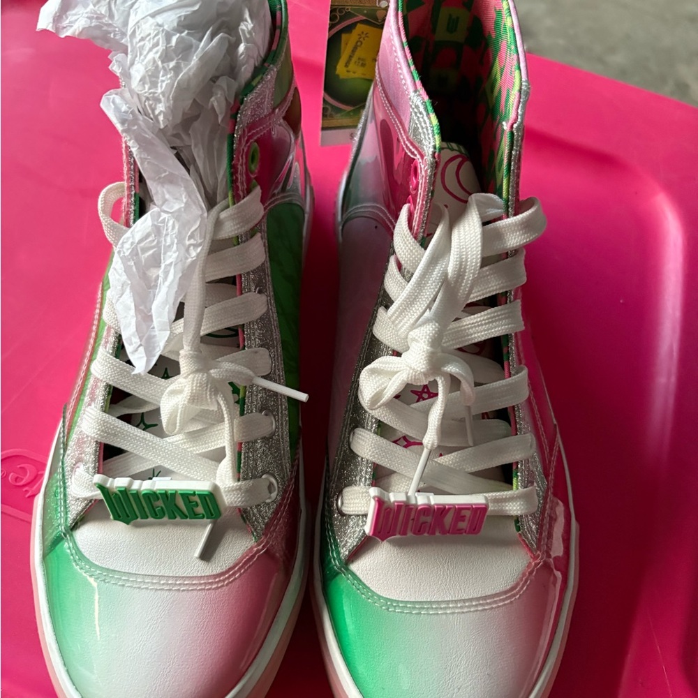 Wicked High-Top Sneakers in Green and Pink